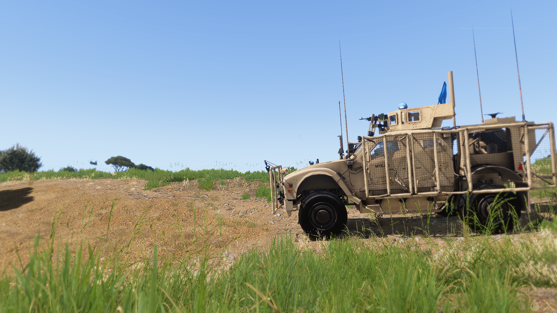 Canadian MRAP under attack by hostile militia forces (off picture). (FICTIONAL)