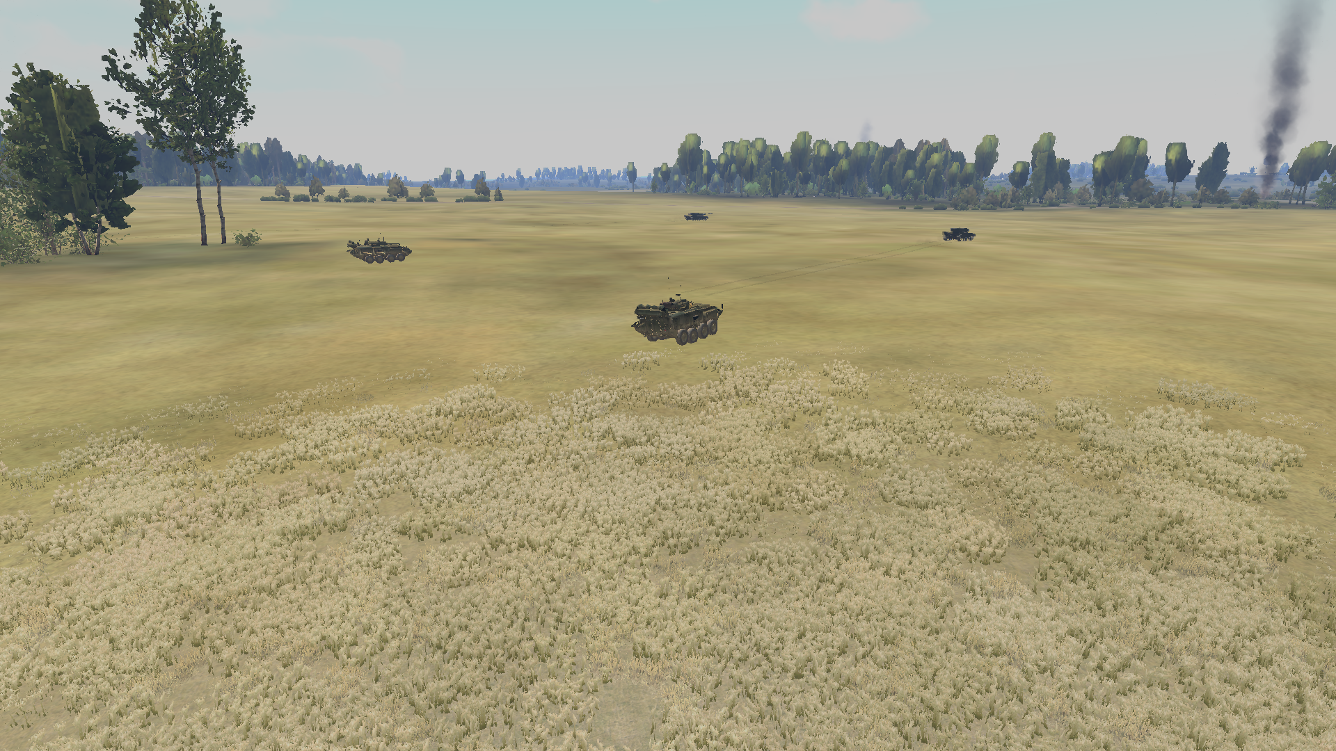 Mechanized combat team driving past wheat fields en route to OBJ MALIBU to reinforce 3 PL (Virtual)